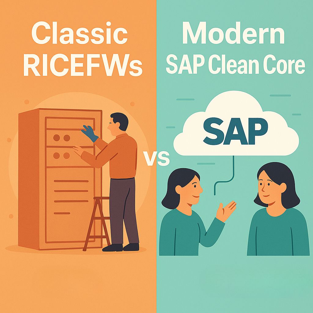 Classic vs Clean Core RICEFWs S4HANA Creative